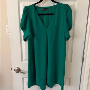 Zara Teal V-Neck Blouse